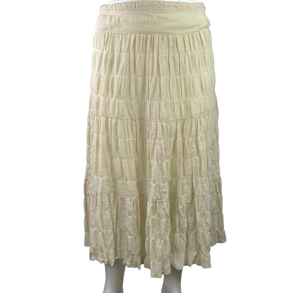 NEW Max Studio London Women's White High Waisted Maxi Tiered A-Line Skirt Sz XL